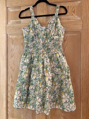 Pinch Floral Smocked Sundress in Green and Cream fits a S see measurements